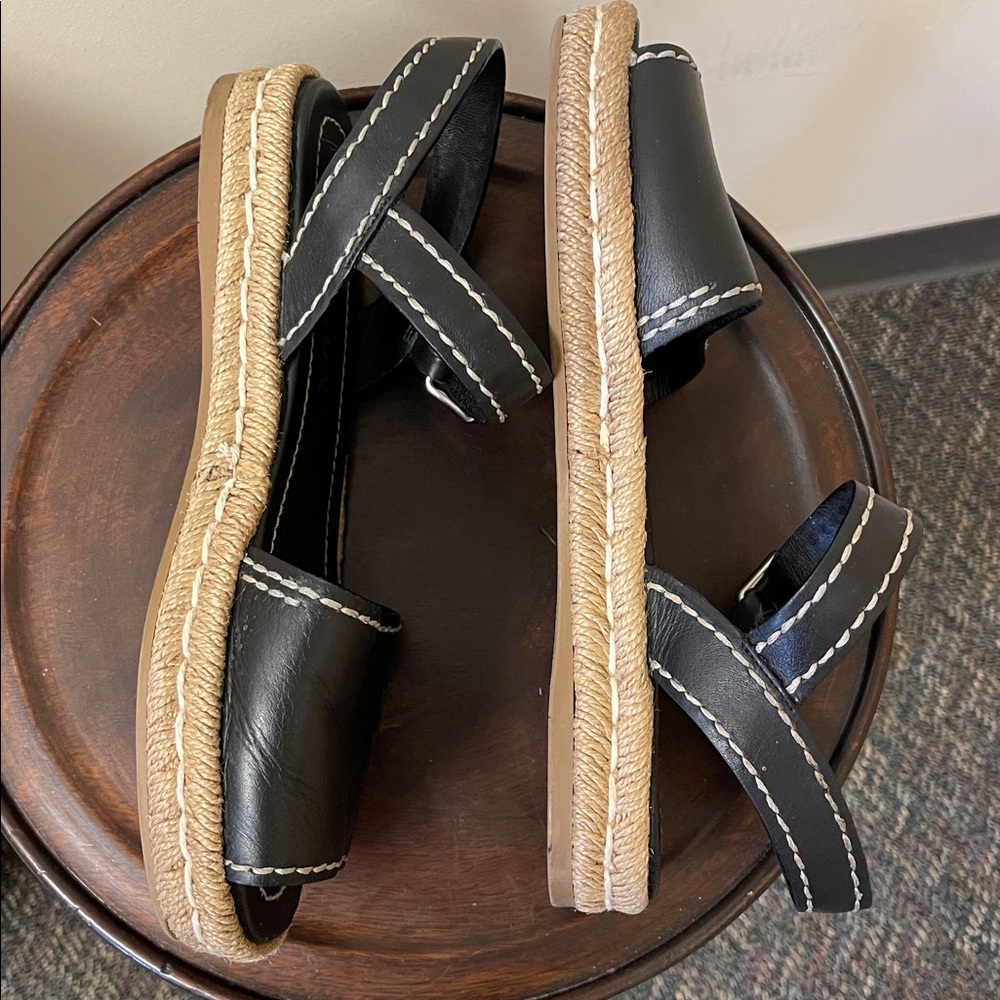 Prada Vitello Montana Logo Espadrille Sandals in Black.Sz 6.5. Stylish & Comfy - Picture 5 of 7